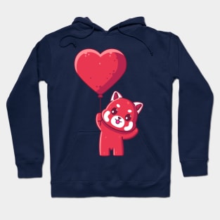 Cute red panda holding love balloon Hoodie